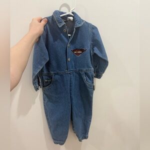 Kids Blue Denim Harley Davidson Jumpsuit Great Condition 24 months